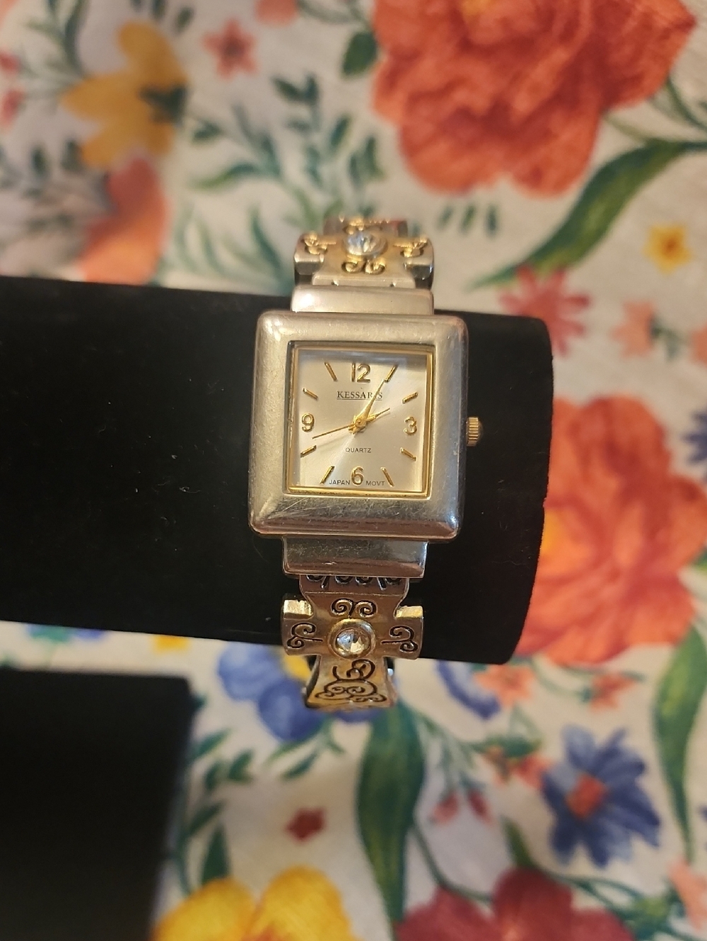 Women's Two-Tone Square Face Bracelet Watch - Silver and Gold